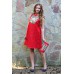 Embroidered dress "Song of Summer" red